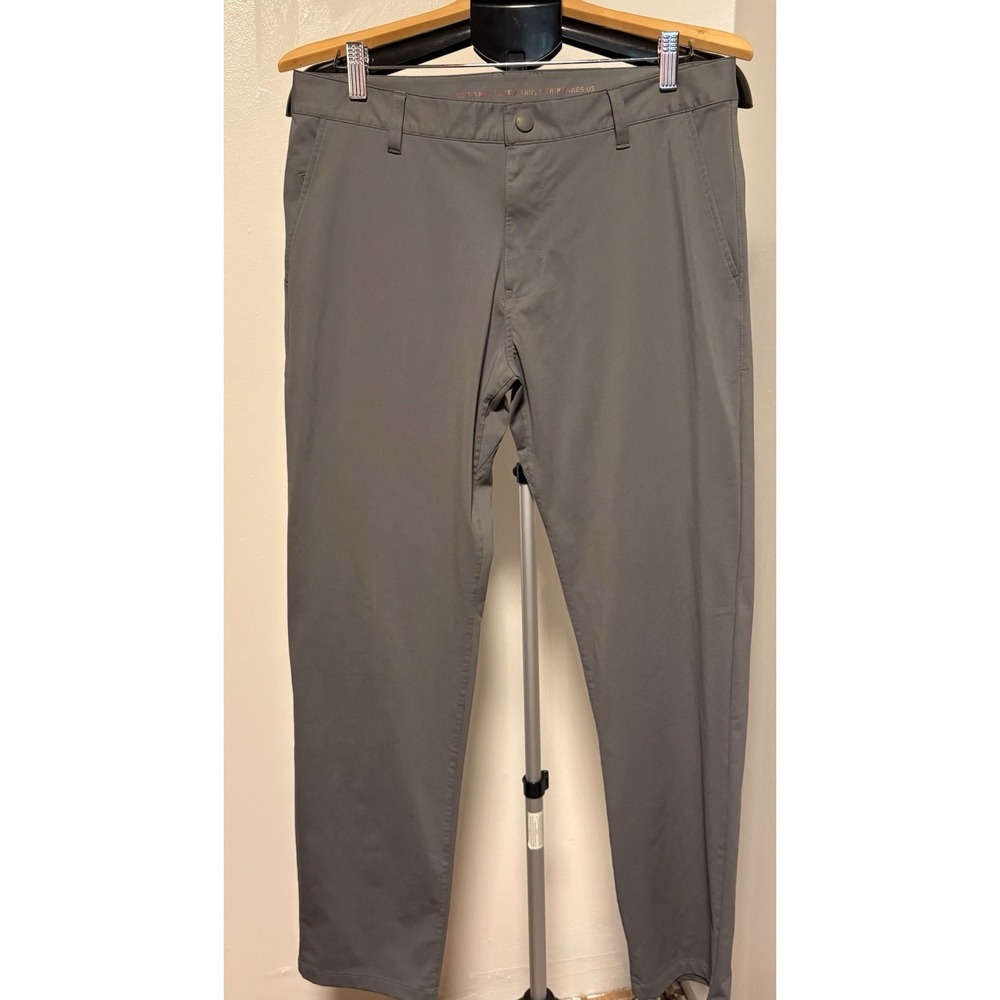 Rhone Men's Commuter Pants 33 Gray Straight Flat Front Stretch Zip Pocket - Picture 2 of 9